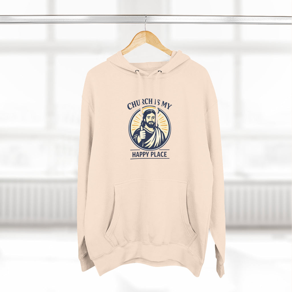 Church Is My Happy Place Hoodie - Christian Faith Graphic Hoodie