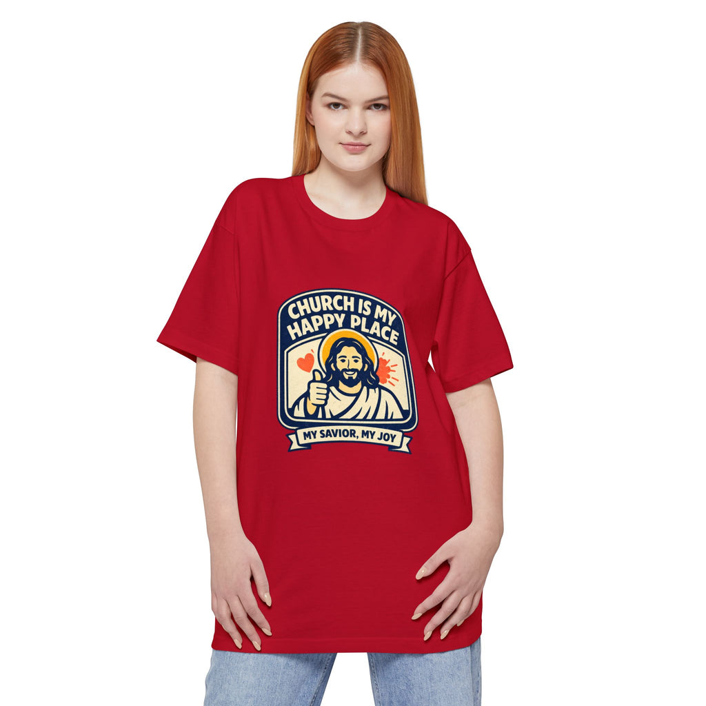 Church Is My Happy Place T-Shirt (Big & Tall) — Christian Faith Graphic Tee