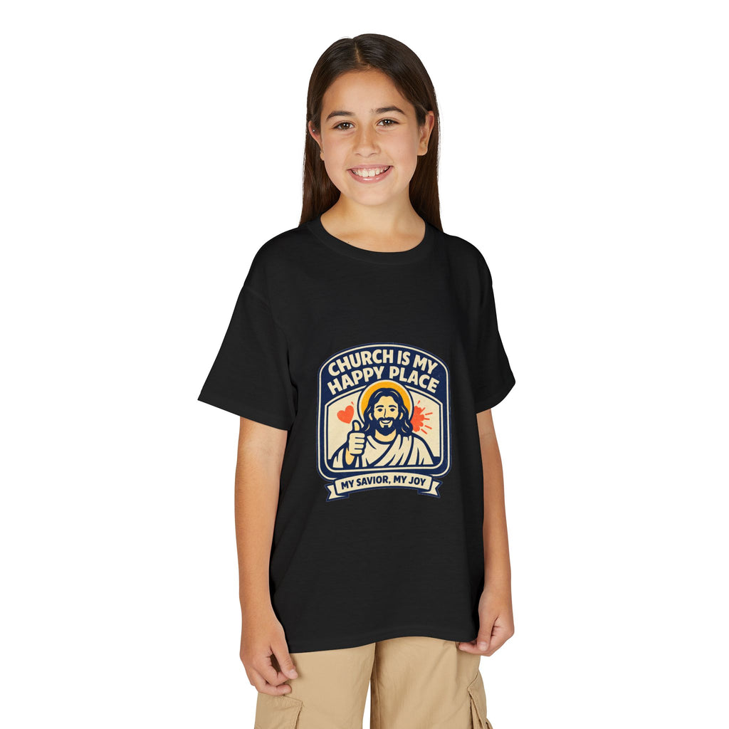 "Church Is My Happy Place" Kids Christian Tee