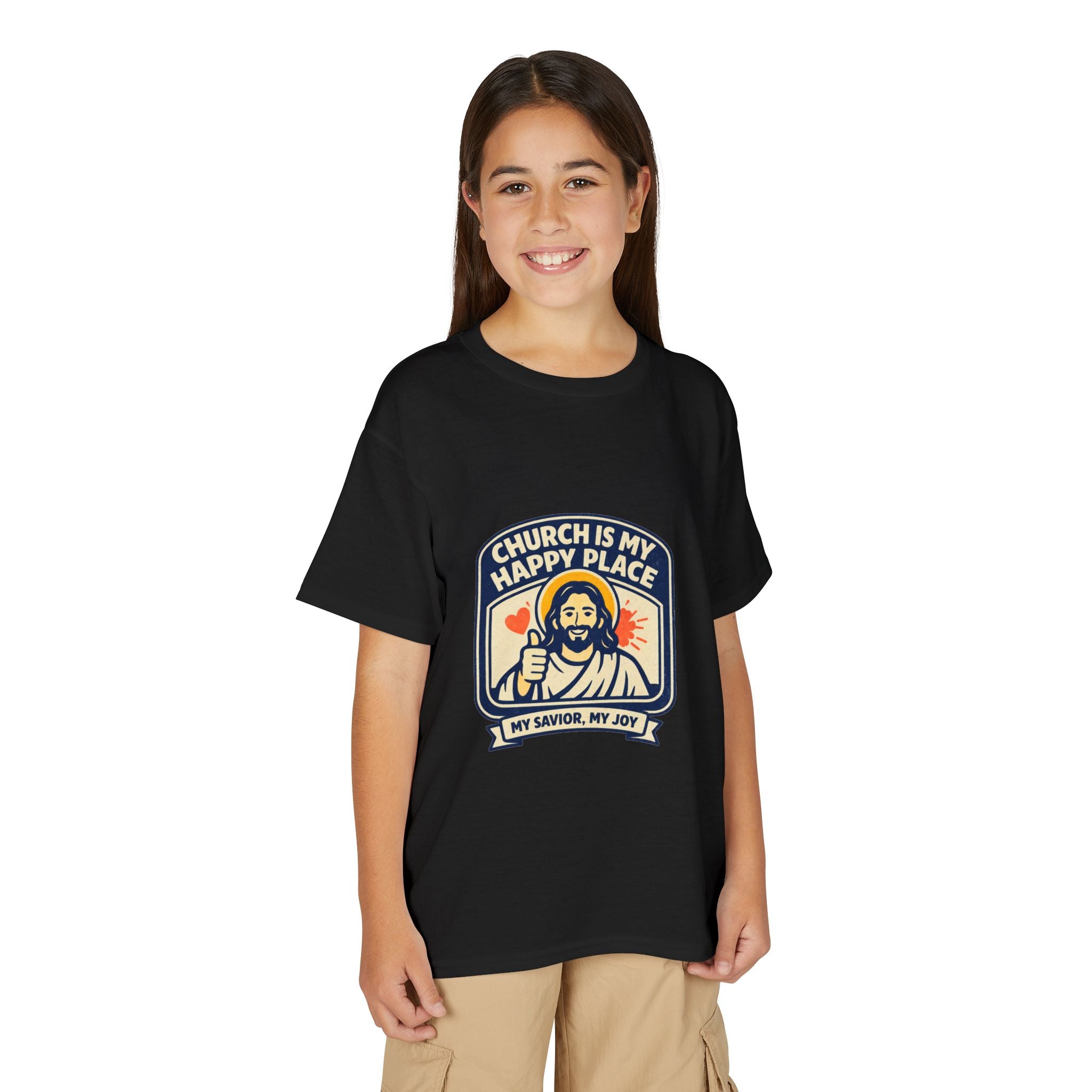 "Church Is My Happy Place" Kids Christian Tee