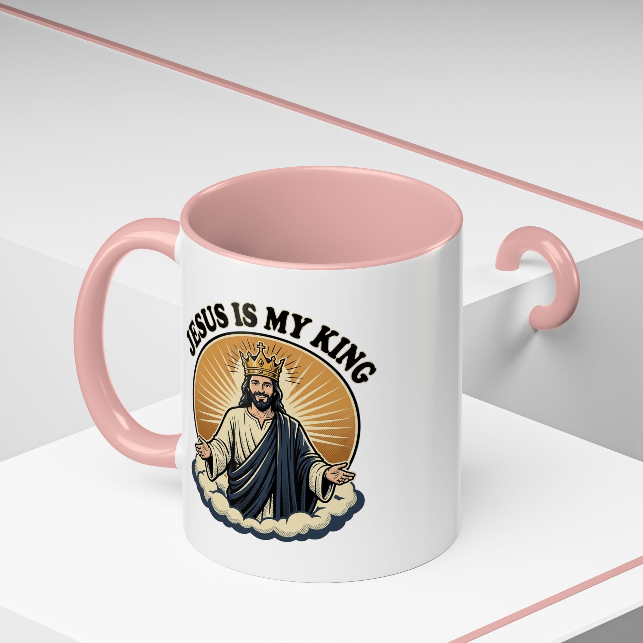 Jesus Is My King Accent Coffee Mug — Christian Religious Ceramic Mug (11/15oz)