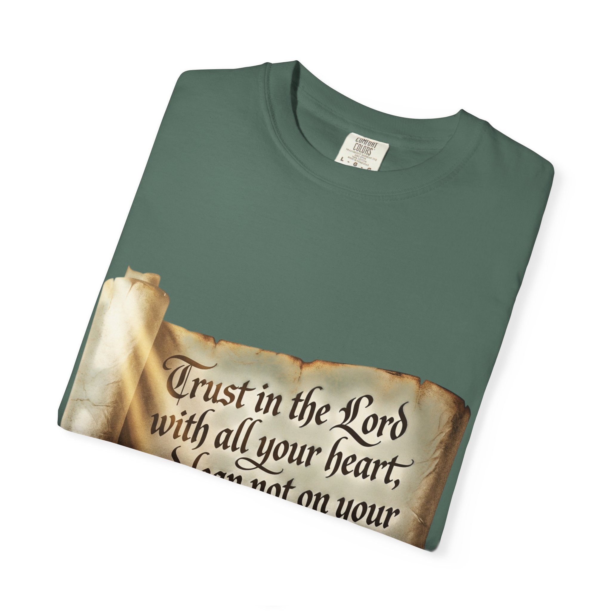 Proverbs 3:5-6 Trust in the Lord T-shirt Scroll Design