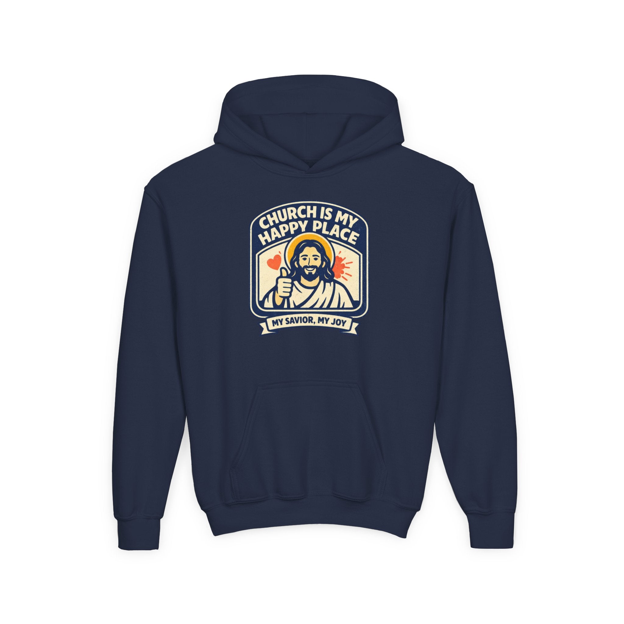 "Church Is My Happy Place" Youth Jesus Graphic Christian Sweatshirt