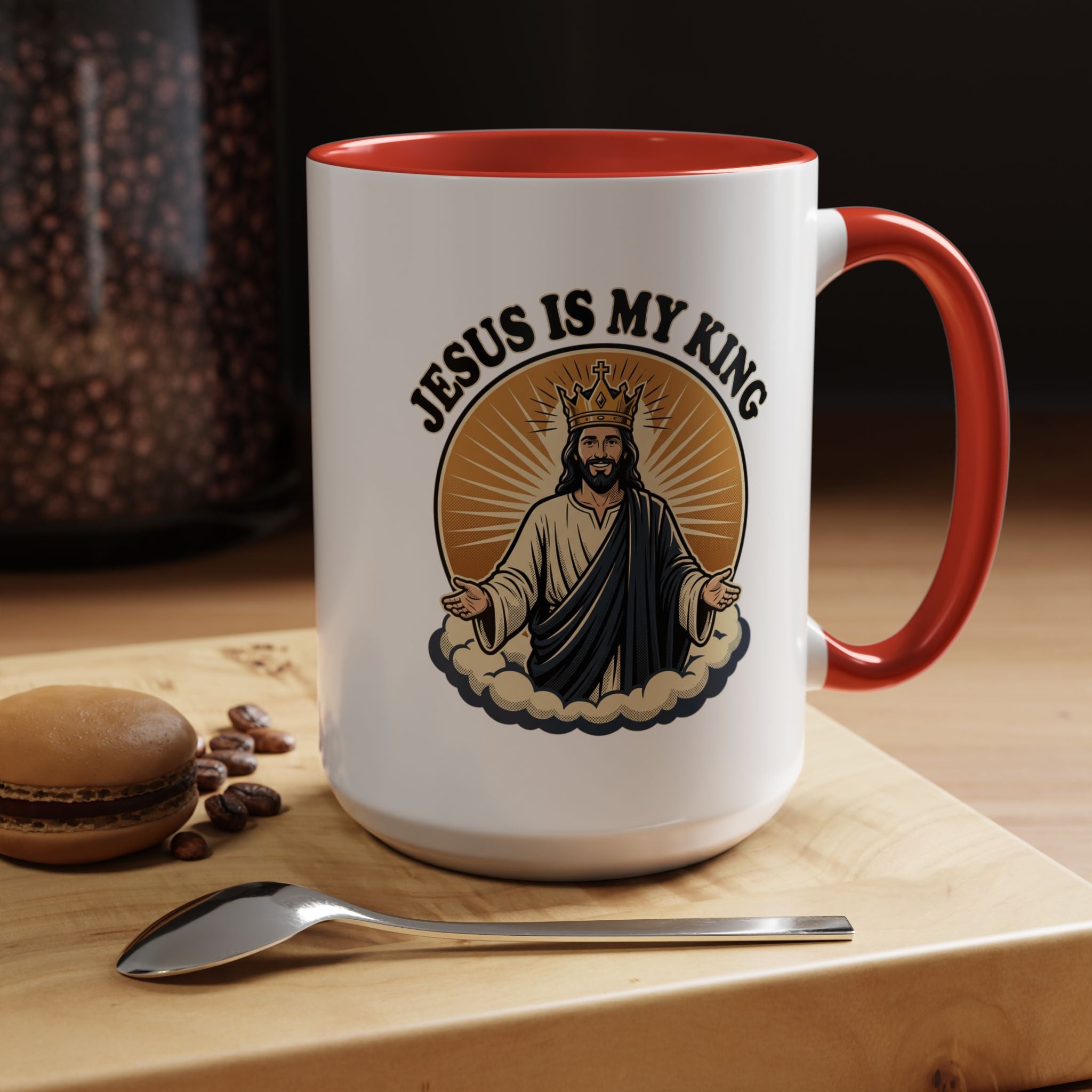 Jesus Is My King Accent Coffee Mug — Christian Religious Ceramic Mug (11/15oz)