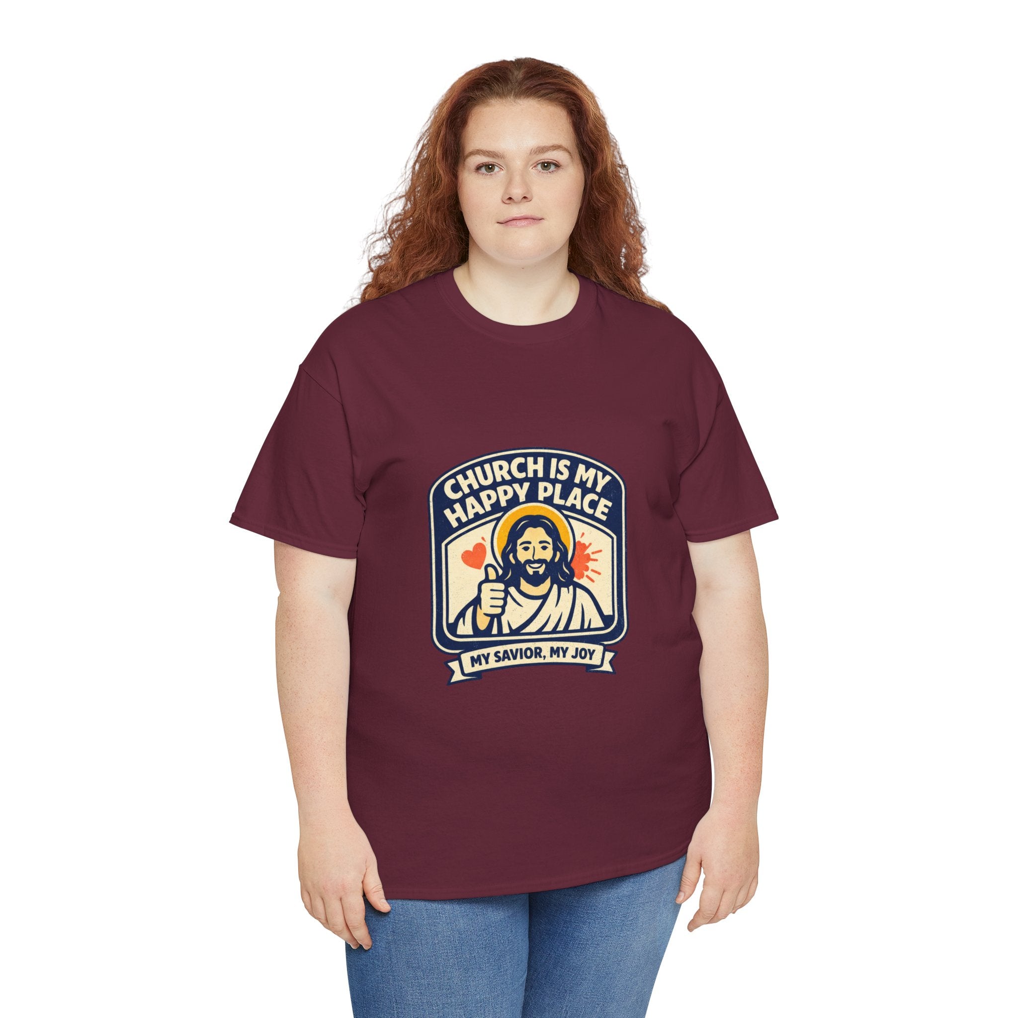 Church Is My Happy Place T-Shirt — Christian Faith Tee (My Savior, My Joy)