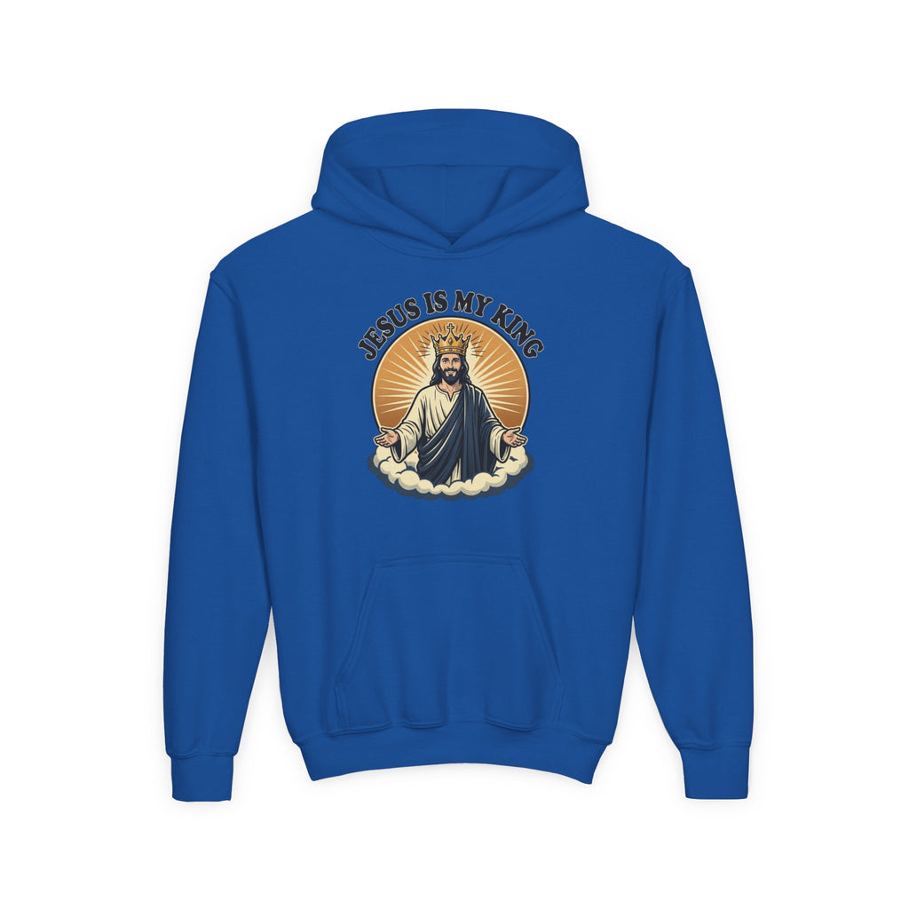 "Jesus Is My King" Youth Hoodie, Christian Faith Pullover