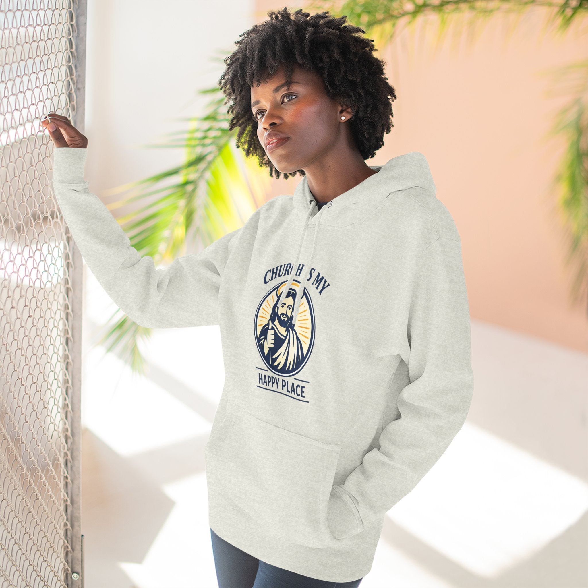 Church Is My Happy Place Hoodie - Christian Faith Graphic Hoodie