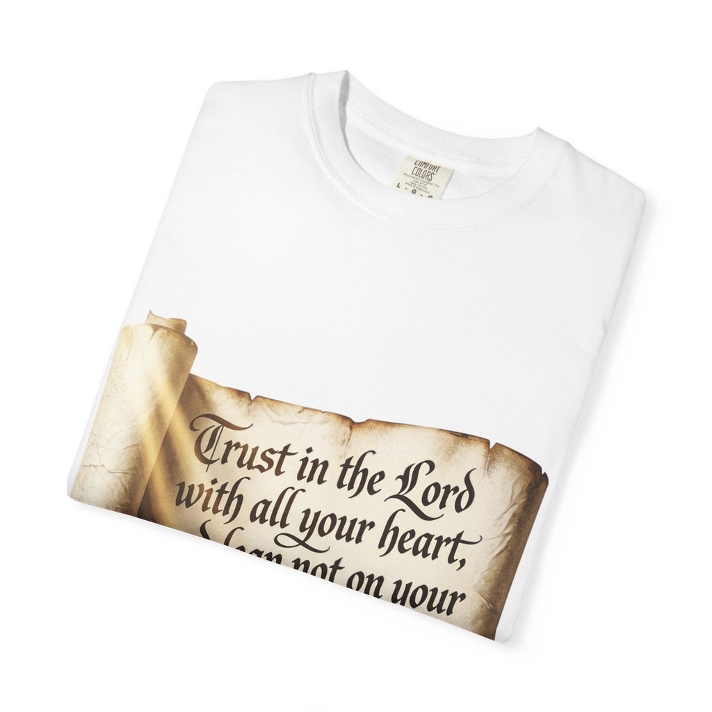 Proverbs 3:5-6 Trust in the Lord T-shirt Scroll Design