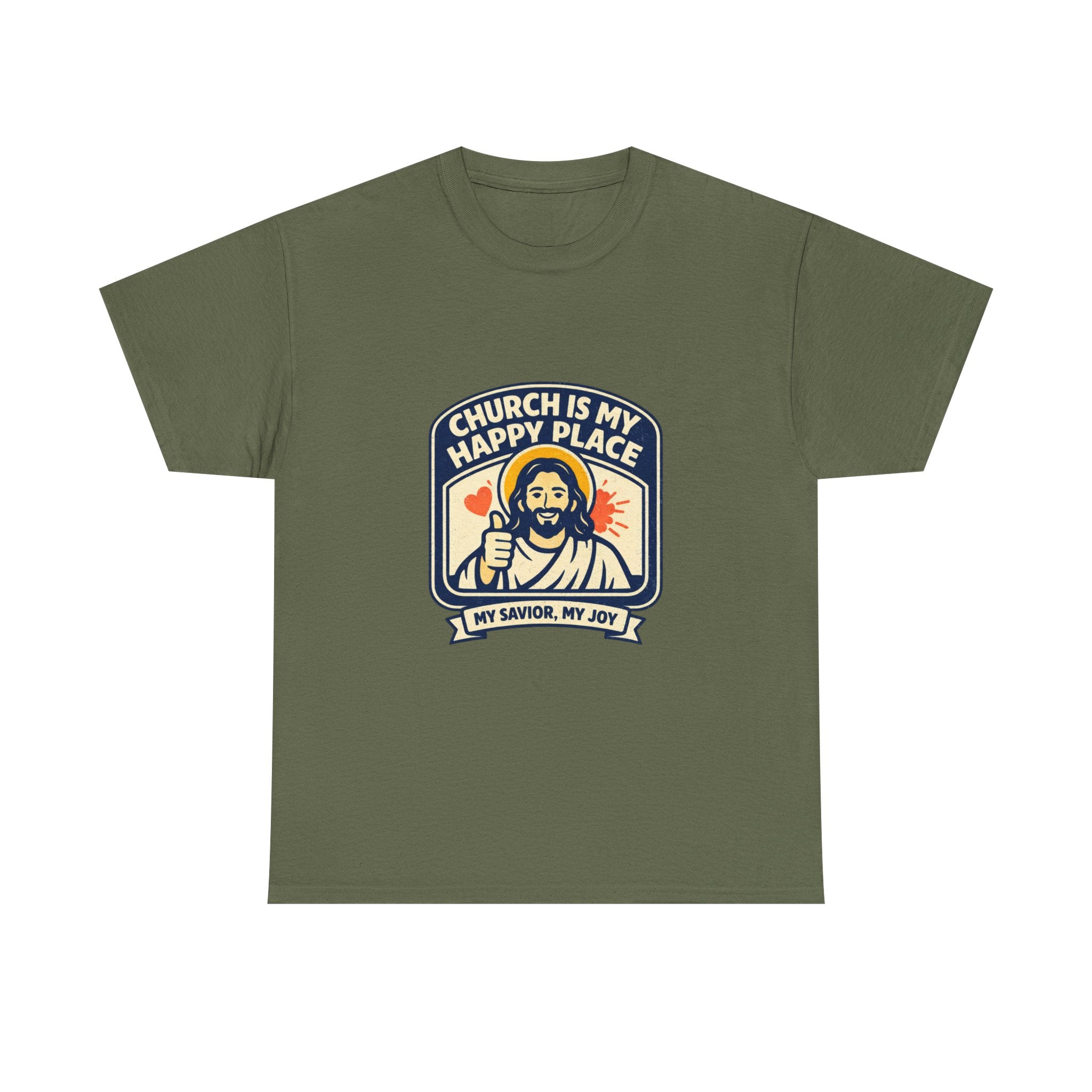 Church Is My Happy Place T-Shirt — Christian Faith Tee (My Savior, My Joy)