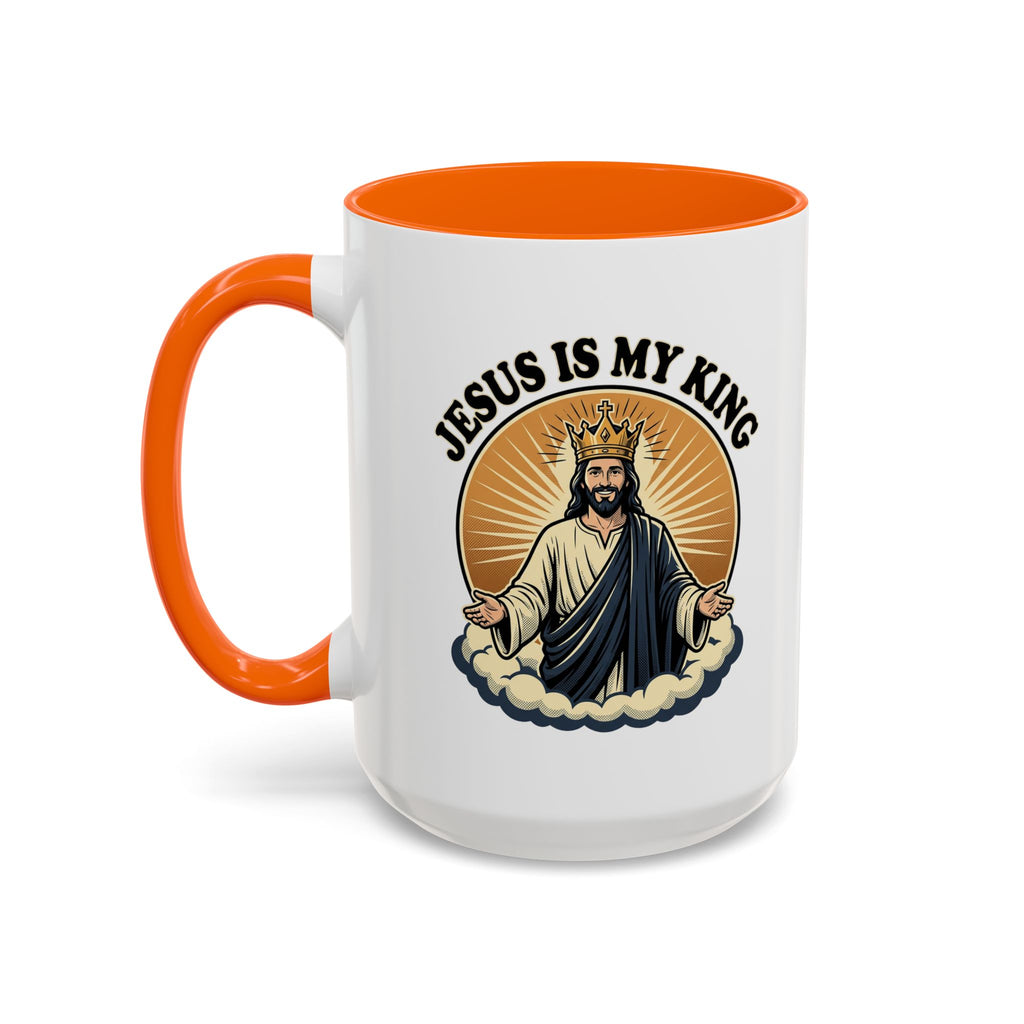 Jesus Is My King Accent Coffee Mug — Christian Religious Ceramic Mug (11/15oz)