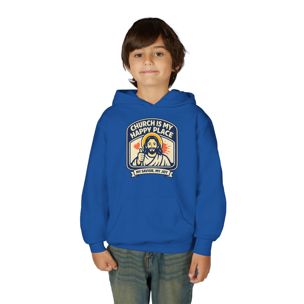 "Church Is My Happy Place" Youth Jesus Graphic Christian Sweatshirt