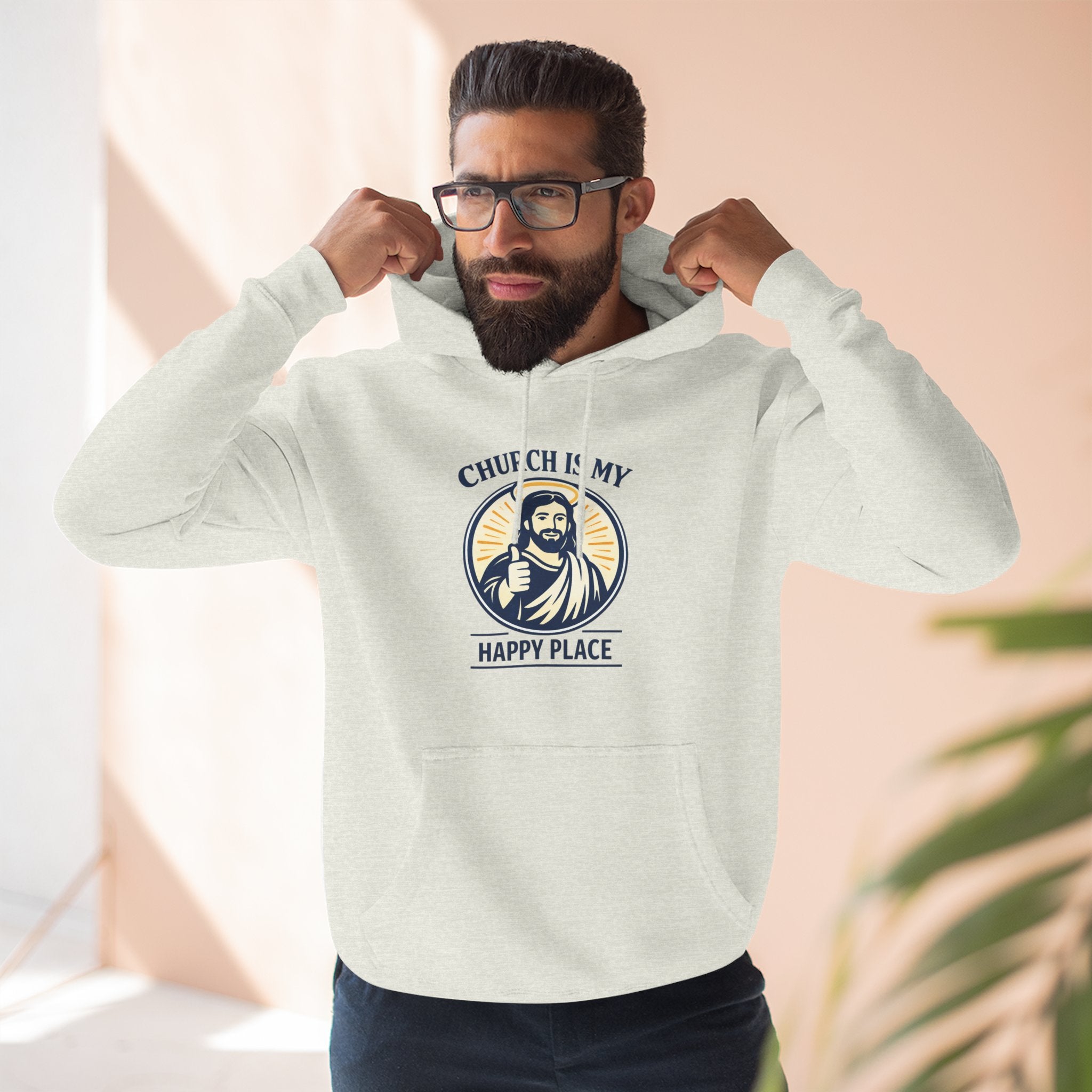 Church Is My Happy Place Hoodie - Christian Faith Graphic Hoodie