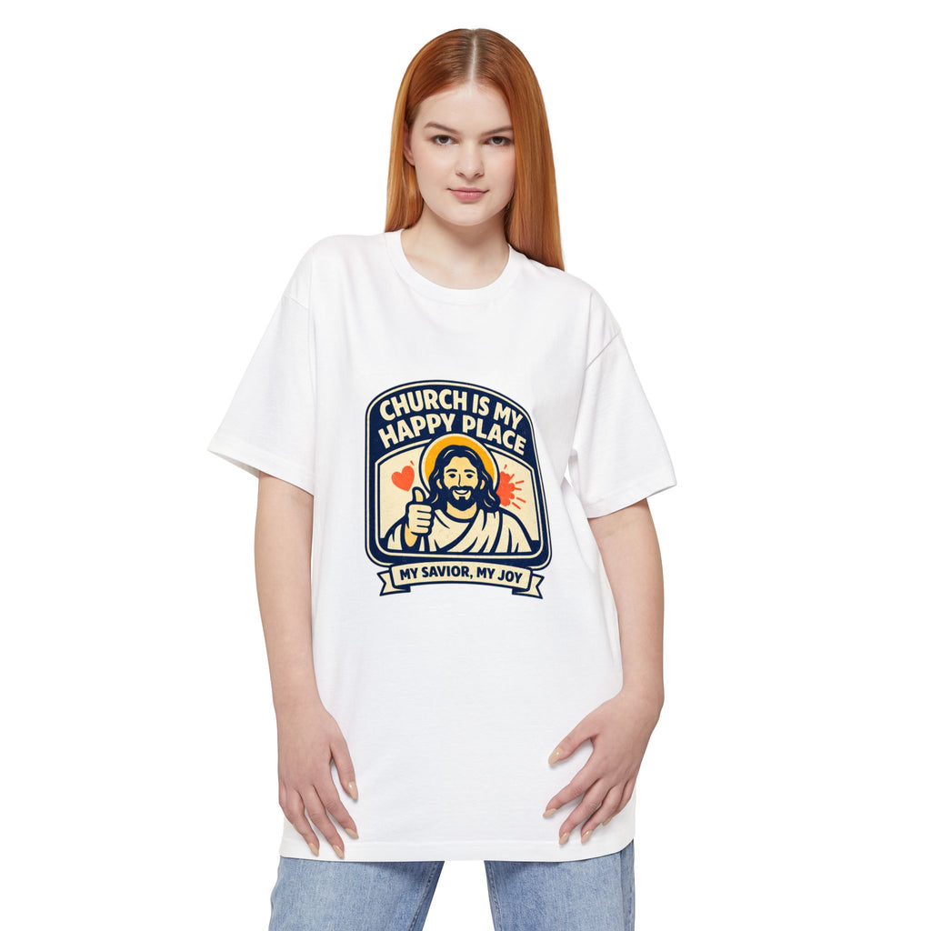 Church Is My Happy Place T-Shirt (Big & Tall) — Christian Faith Graphic Tee