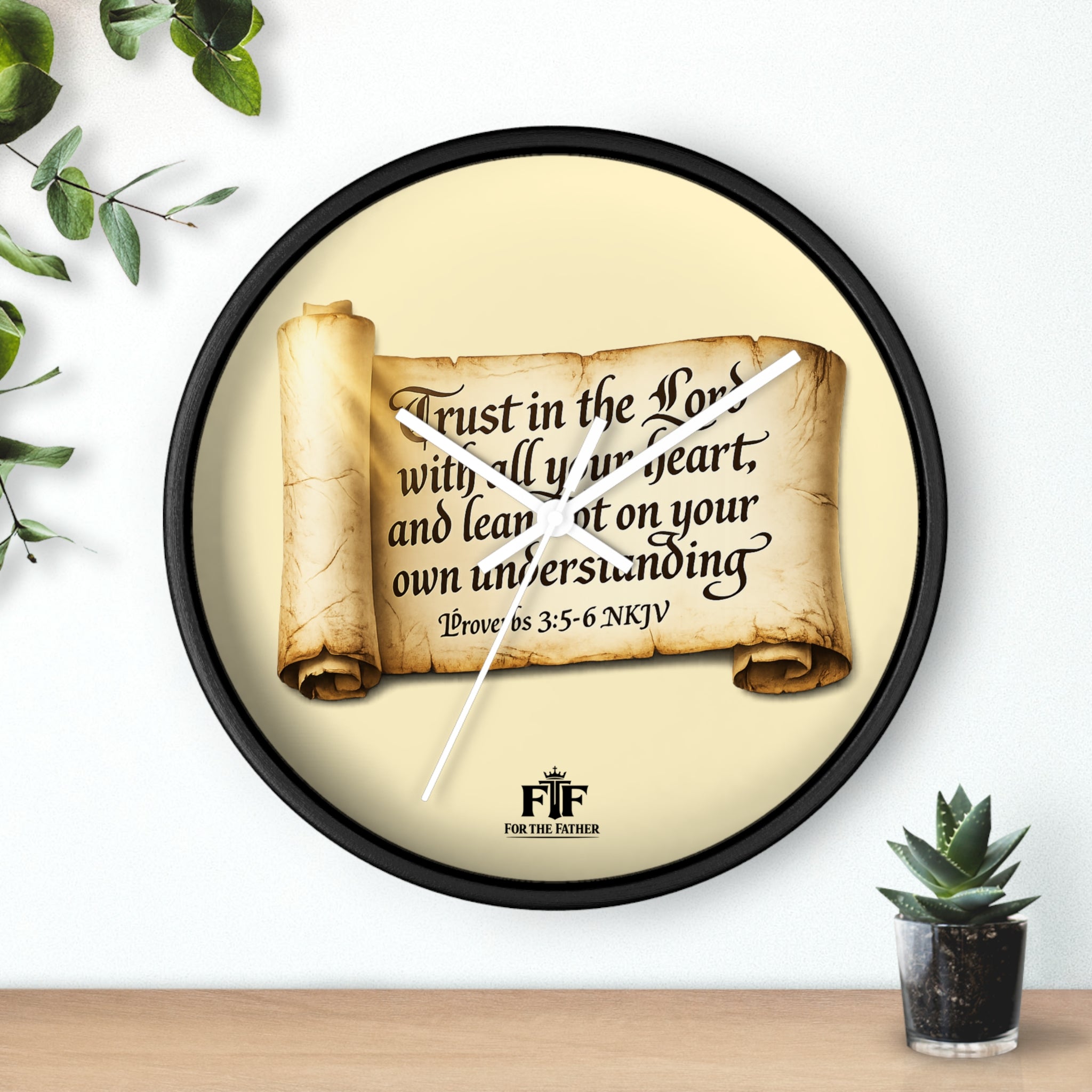 FTF - "Trust In The Lord" Proverbs 3:5 Scroll - Wall Clock