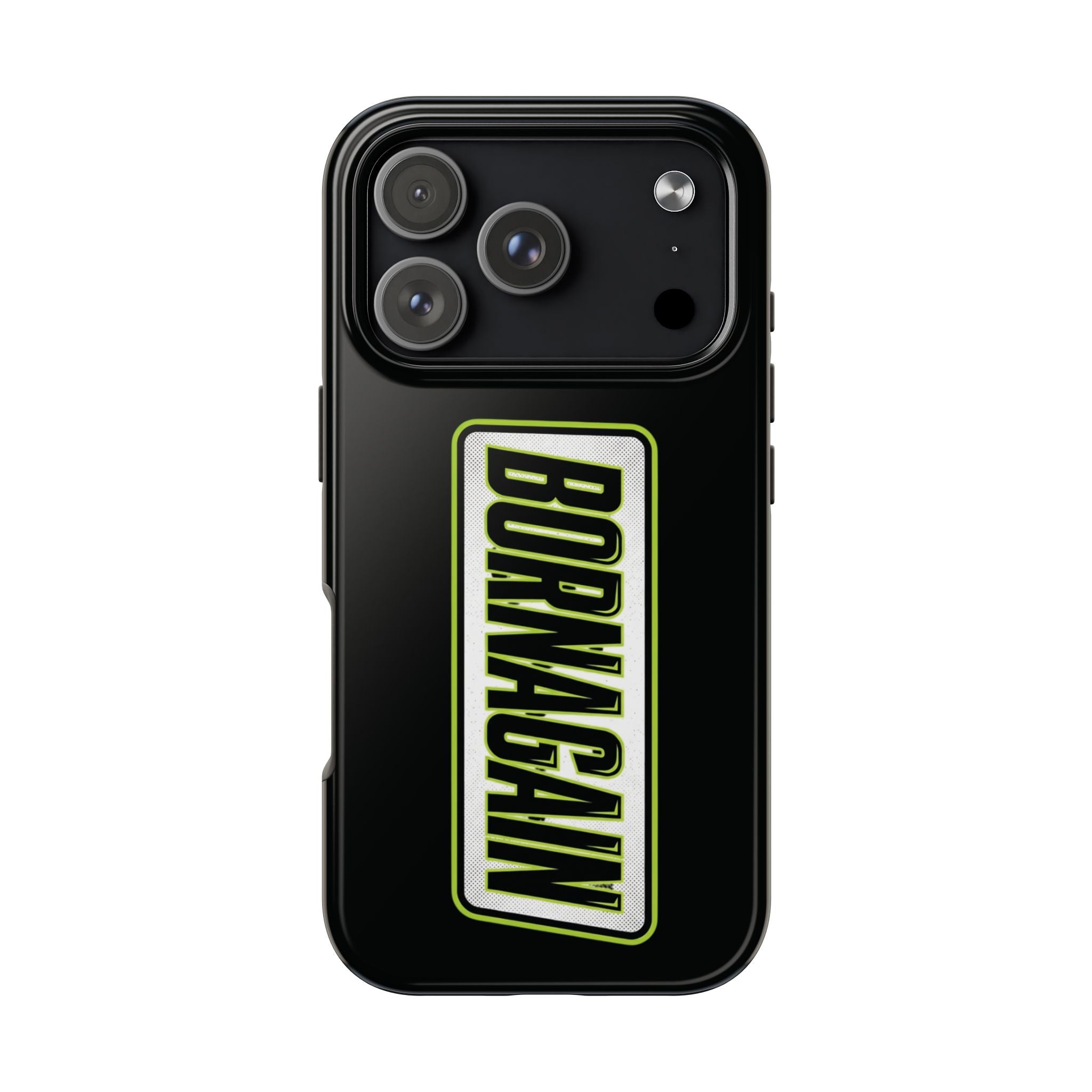 BORNAGAIN vertical logo Phone Case | Black protective tough case