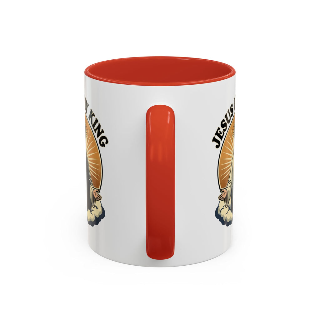 Jesus Is My King Accent Coffee Mug — Christian Religious Ceramic Mug (11/15oz)