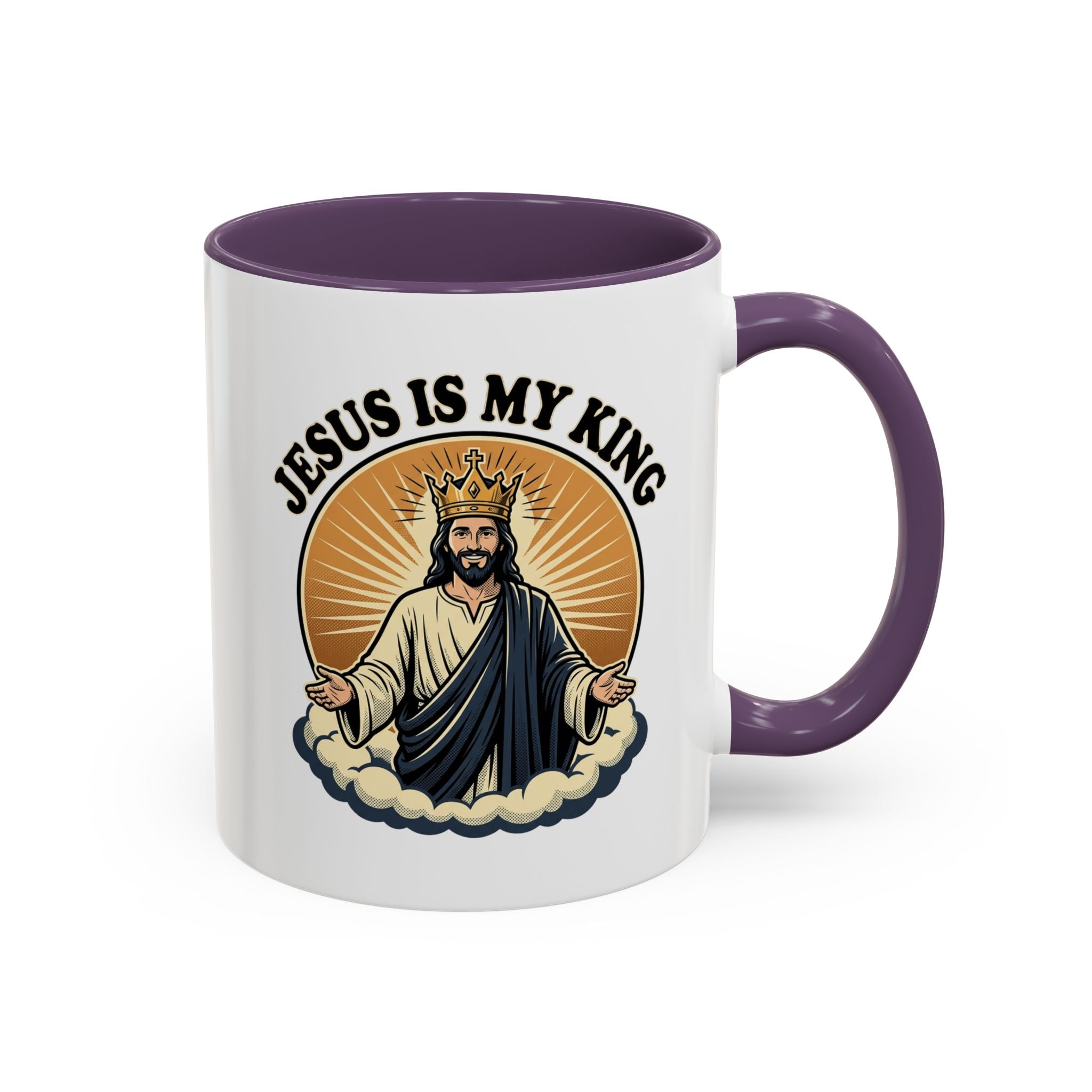 Jesus Is My King Accent Coffee Mug — Christian Religious Ceramic Mug (11/15oz)