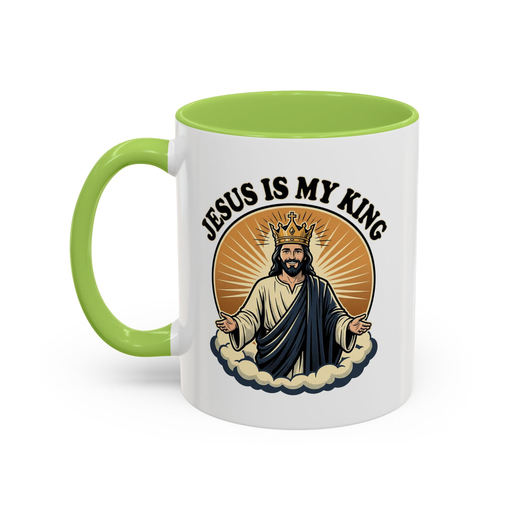 Jesus Is My King Accent Coffee Mug — Christian Religious Ceramic Mug (11/15oz)