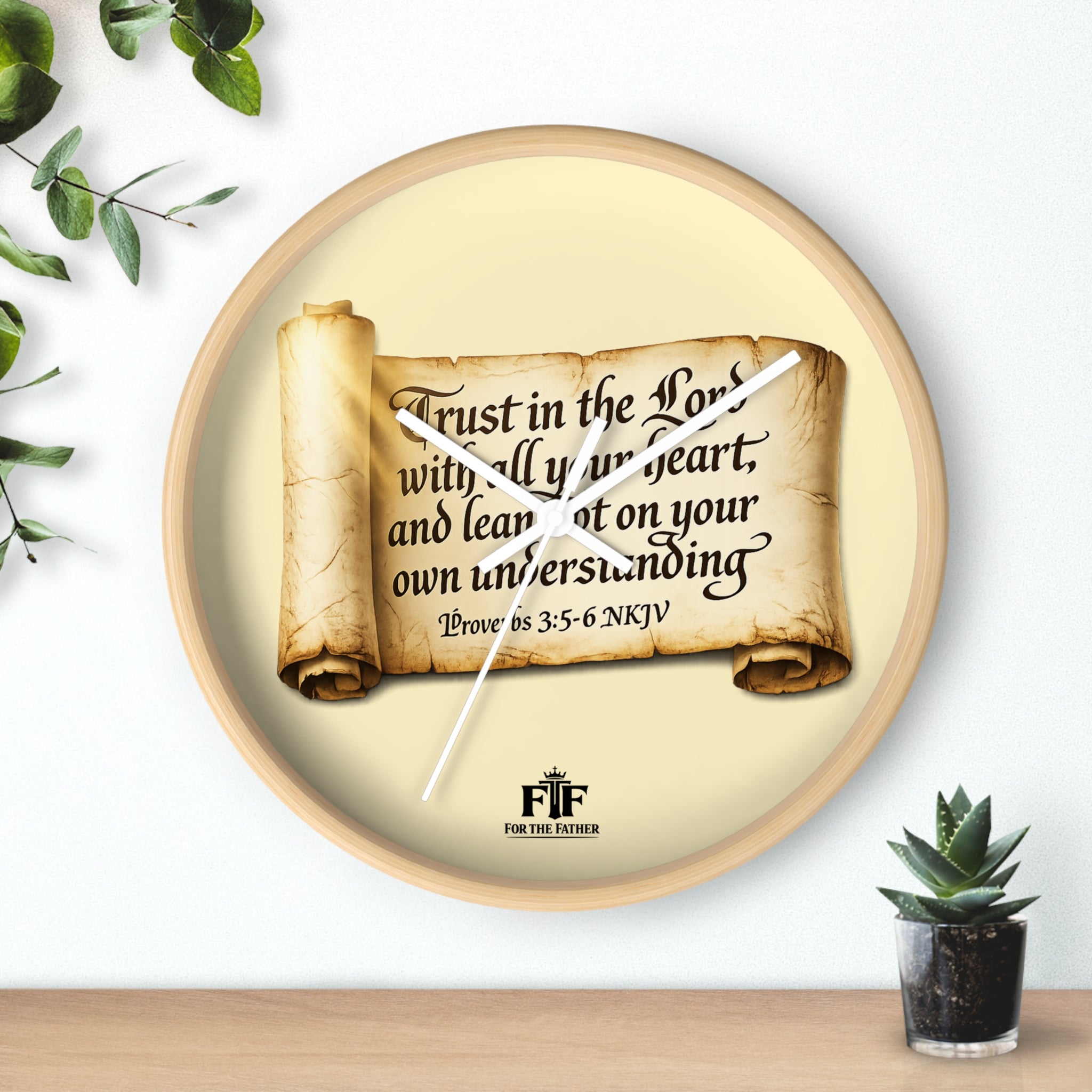 FTF - "Trust In The Lord" Proverbs 3:5 Scroll - Wall Clock