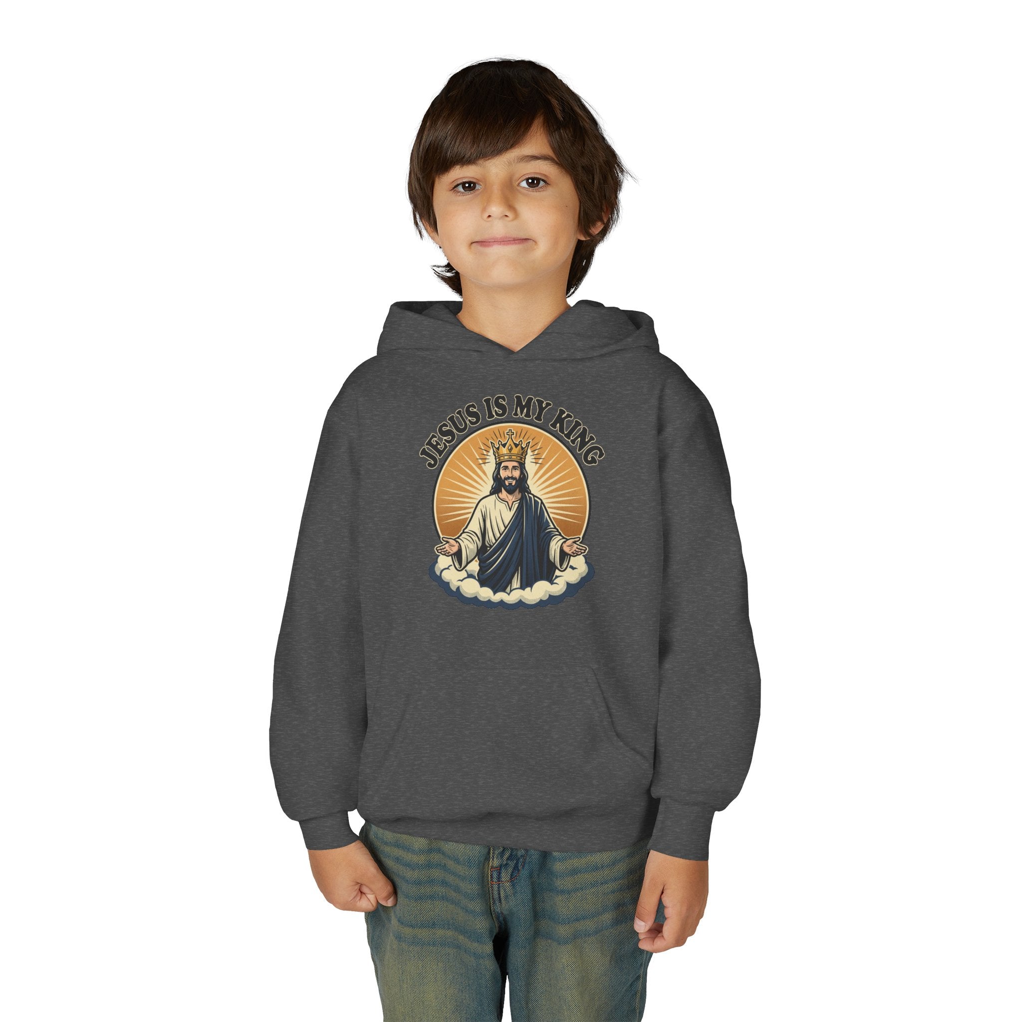 "Jesus Is My King" Youth Hoodie, Christian Faith Pullover
