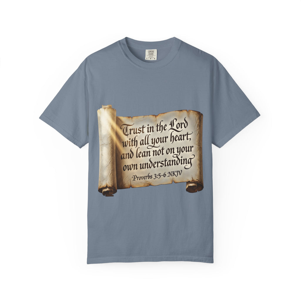 Proverbs 3:5-6 Trust in the Lord T-shirt Scroll Design