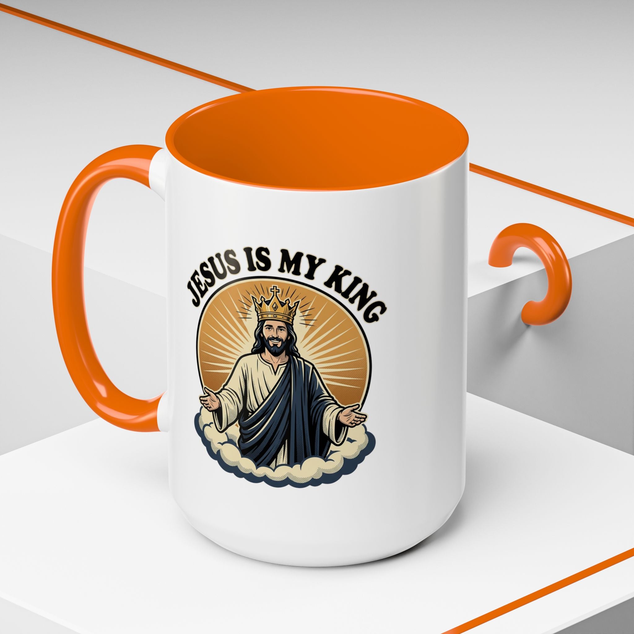 Jesus Is My King Accent Coffee Mug — Christian Religious Ceramic Mug (11/15oz)