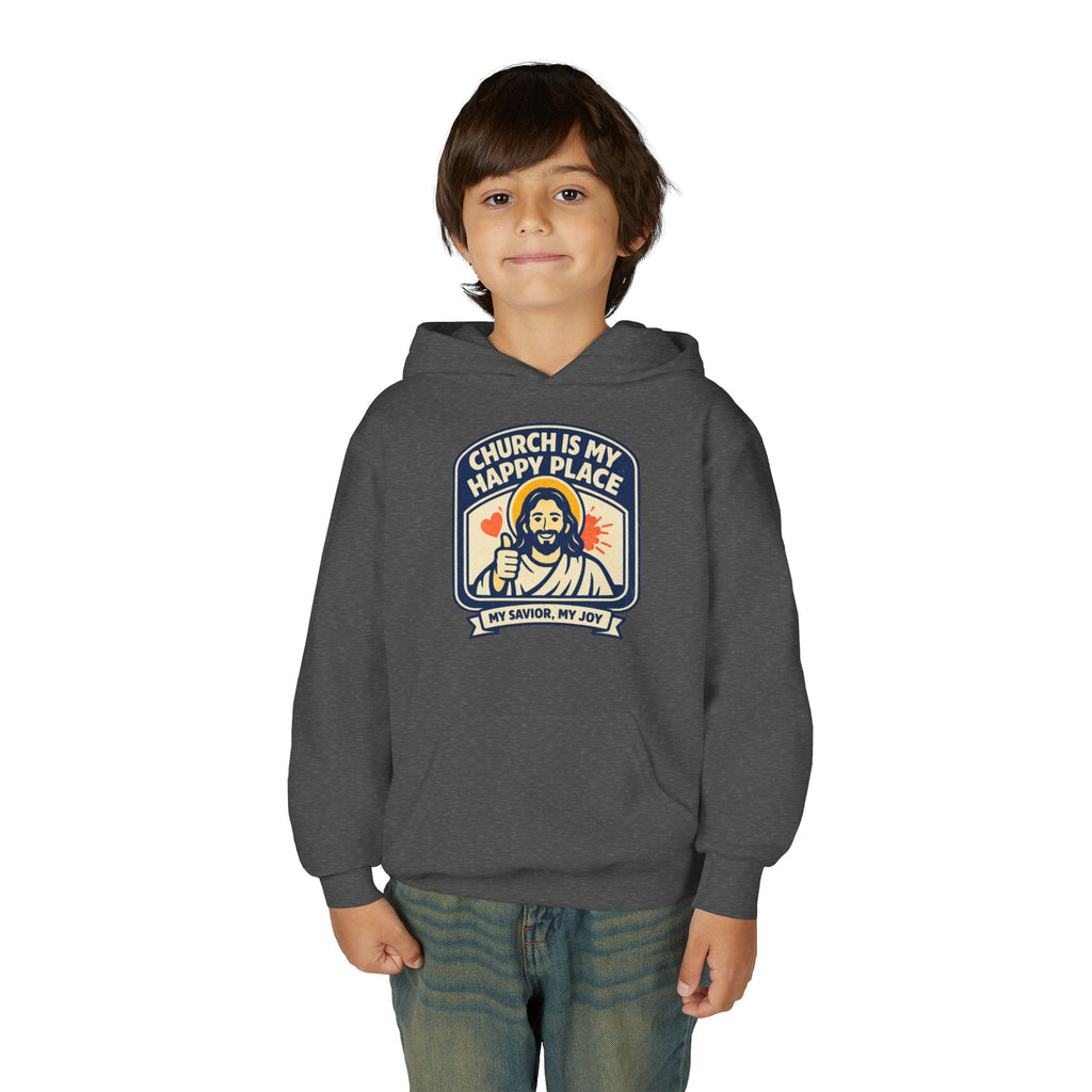 "Church Is My Happy Place" Youth Jesus Graphic Christian Sweatshirt