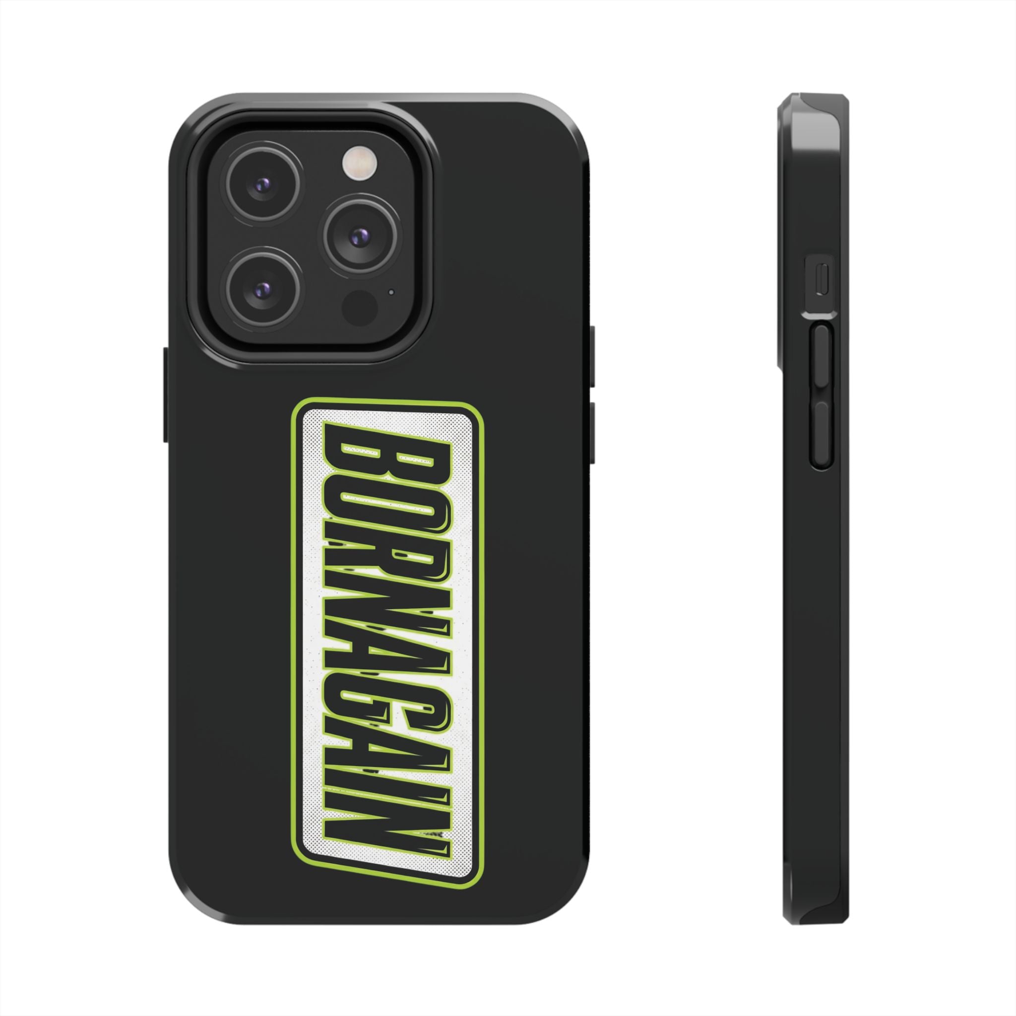 BORNAGAIN vertical logo Phone Case | Black protective tough case