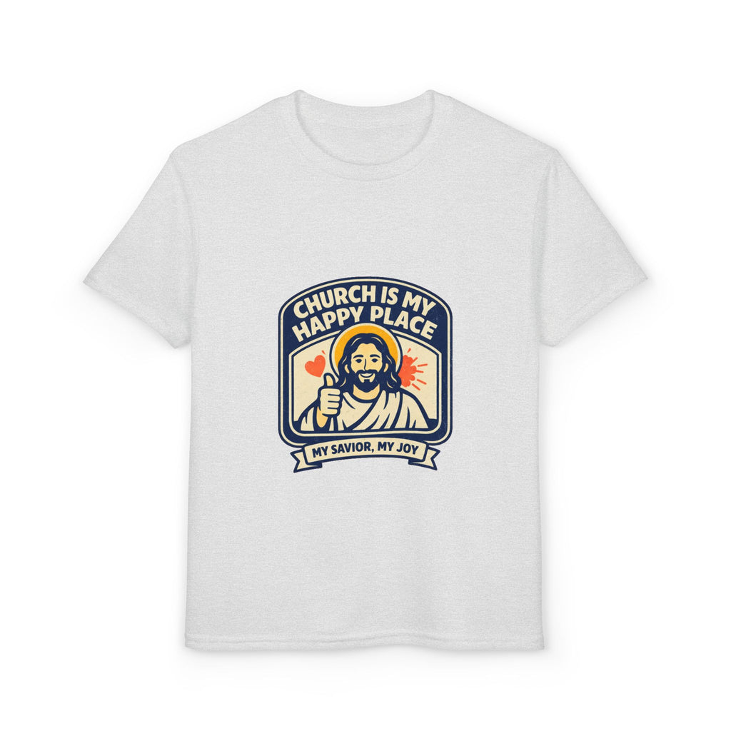"Church Is My Happy Place" Kids Christian Tee